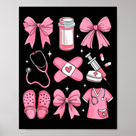 Poster Nurse Valentines Day Coquette Bow Valentine Nurse  (Devant)