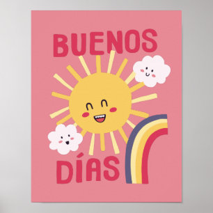 Poster Nurserie Art du Soleil Heureux en Espagnol