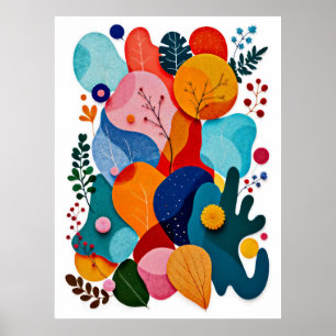 Poster Nurserie Bohème Florale Abstraite et Colorée en La