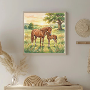 Poster Nurserie Cheval Mère et Poulain