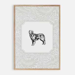 Poster Nurserie chien vert chambre vintage