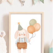 Poster Nurserie de bébé mignonne rose lapin nuage et étoi