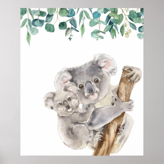 Poster Nurserie de koalas australiens mère et bébé (Devant)