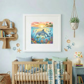 Poster Nurserie de Maman Dauphin et son Petit