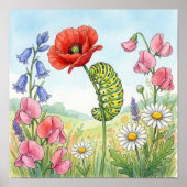 Poster Nurserie de petits insectes chenille (Devant)
