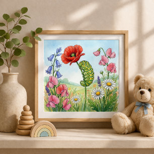 Poster Nurserie de petits insectes chenille