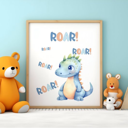 Poster Nurserie dinosaure à l'aquarelle mignonne 