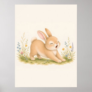 Poster Nurserie du Petit Lapin qui s'étire