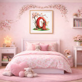 Poster Nurserie Fille Lettre O Fée Florale