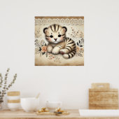 Poster Nurserie Fleur Bébé Tigre (Cuisine)