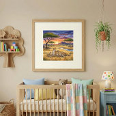 Poster Nurserie Mama Guépard et ses petits