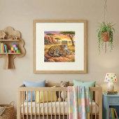 Poster Nurserie Mama Léopard et ses petits