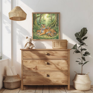 Poster Nurserie Mama Tigre et ses petits