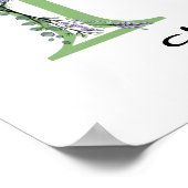 Poster Nurserie Monogramme H Lavande Eucalyptus  (Coin)