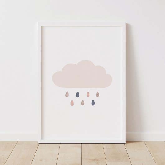 Poster Nurserie Nuage de Pluie Neutre
