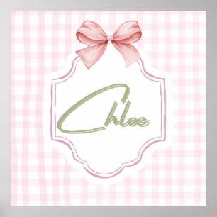 Poster Nurserie personnalisée pour bébé fille Chloe avec 