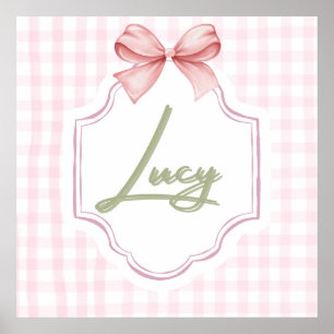 Poster Nurserie personnalisée pour bébé fille Lucy avec n