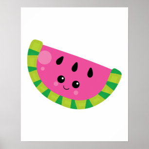 Poster Nurserie pour bébé Kawaii Moderne Pastèque Fruit d