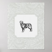 Poster Nurserie vintage pour chien vert (Devant)