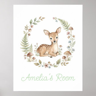 Poster Nursery Bohème Aquarelle de Cerf Personnalisé pour