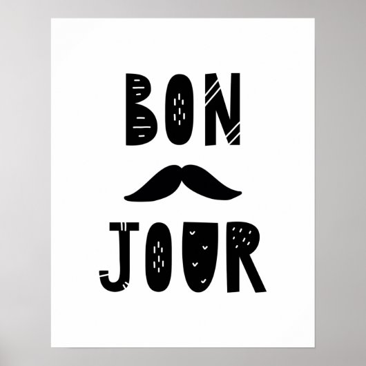 Poster Nursery Bon Jour scandi moderne (Devant)