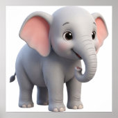 Poster Nursery Cartoon Éléphant de Bébé Mignon (Devant)