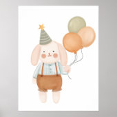 Poster Nursery de bébé mignon Lapin rose Nuage et Étoiles (Devant)