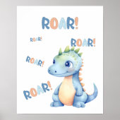 Poster Nursery de dinosaure à l'aquarelle mignon  (Devant)