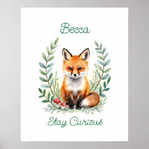 Nursery en aquarelle personnalisé pour bébé renard