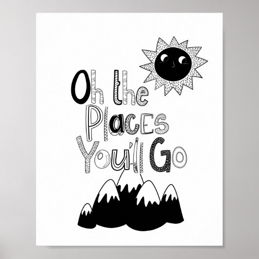 Poster Nursery Moderne Scandi les endroits où vous irez (Devant)