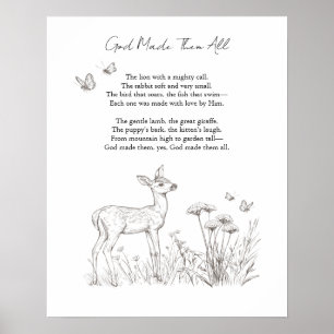 Poster Nursery Personnalisable pour Faon de Bébé