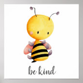 Poster Nursery pour enfants abeille jaune et rose sois ge (Devant)