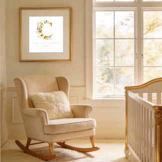 Poster Nursery Romantic Floral C Letter Gold Effect