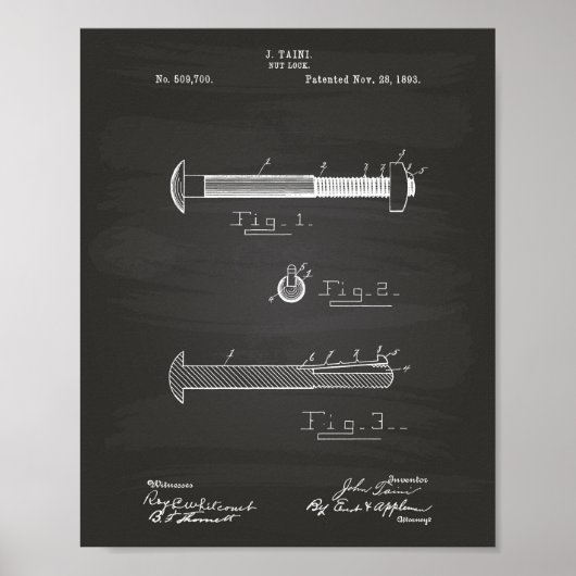 Poster Nut Lock 1893 Patent Art Chalkboard (Devant)