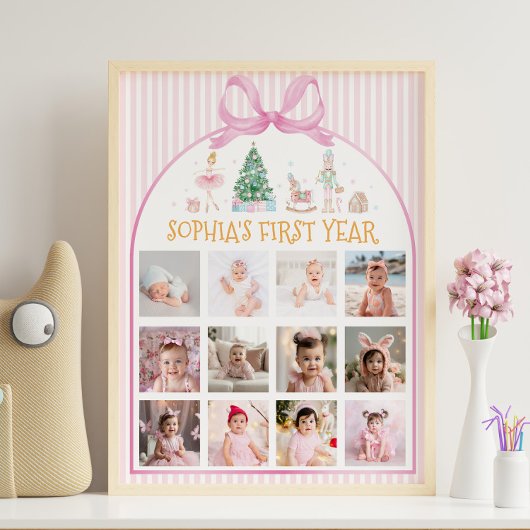 Poster Nutcracker Christmas First Year Photo Milestone