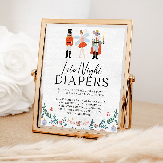 Poster Nutcracker Late Night Diaper Baby shower de Noël