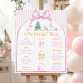 Poster Nutcracker Winter Pink Bow Birthday Milestone Sign
