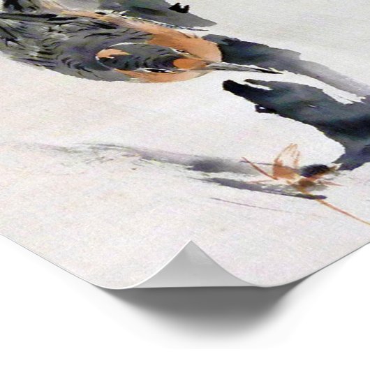 Poster Nuthatch Escalade Down a Tree, Watanabe Seitei (Coin)