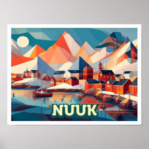 Poster Nuuk Groenland Voyage artistique coloré