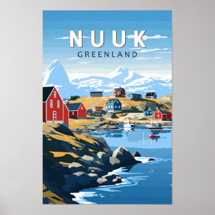 Poster Nuuk Voyage Artistique Vintage Groenland