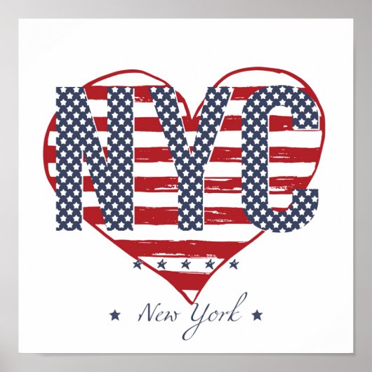 Poster NYC American Flag Heart (Devant)