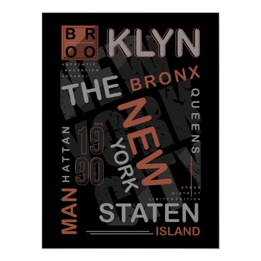 Poster NYC Boroughs (Devant)
