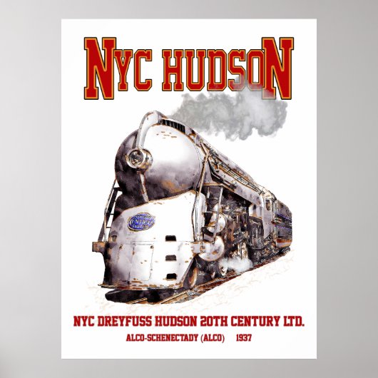 Poster NYC Dreyfuss Hudson Loco. 20th Century Limited (Devant)