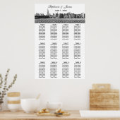 Poster NYC large Skyline Etted BW Black Greek Key S (Cuisine)