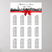 Poster NYC large Skyline Etted BW Red Bow (Devant)