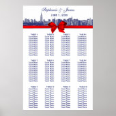 Poster NYC large Skyline Etted BW rouge Bow bleu (Devant)