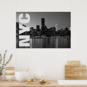 Poster NYC New York City Manhattan Nuit Noir Blanc (Cuisine)