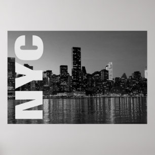 Poster NYC New York City Manhattan Nuit Noir Blanc