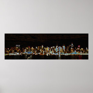 Poster NYC Night Neon Skyline