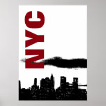 Poster NYC Noir Blanc Manhattan Silhouette Pop Art<br><div class="desc">Symboles emblématiques américains - Silhouette du district de Manhattan,  New York - Photo Numériquement affiche éditée</div>